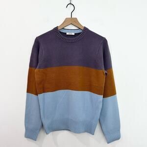 AYR The Yachty Moma Luxury Wool Sweater Purple Orange Blue Striped size XL